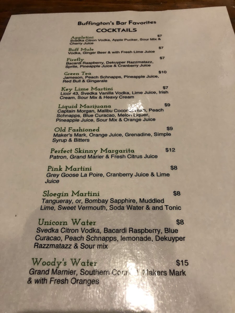 Menu Buffington's-1