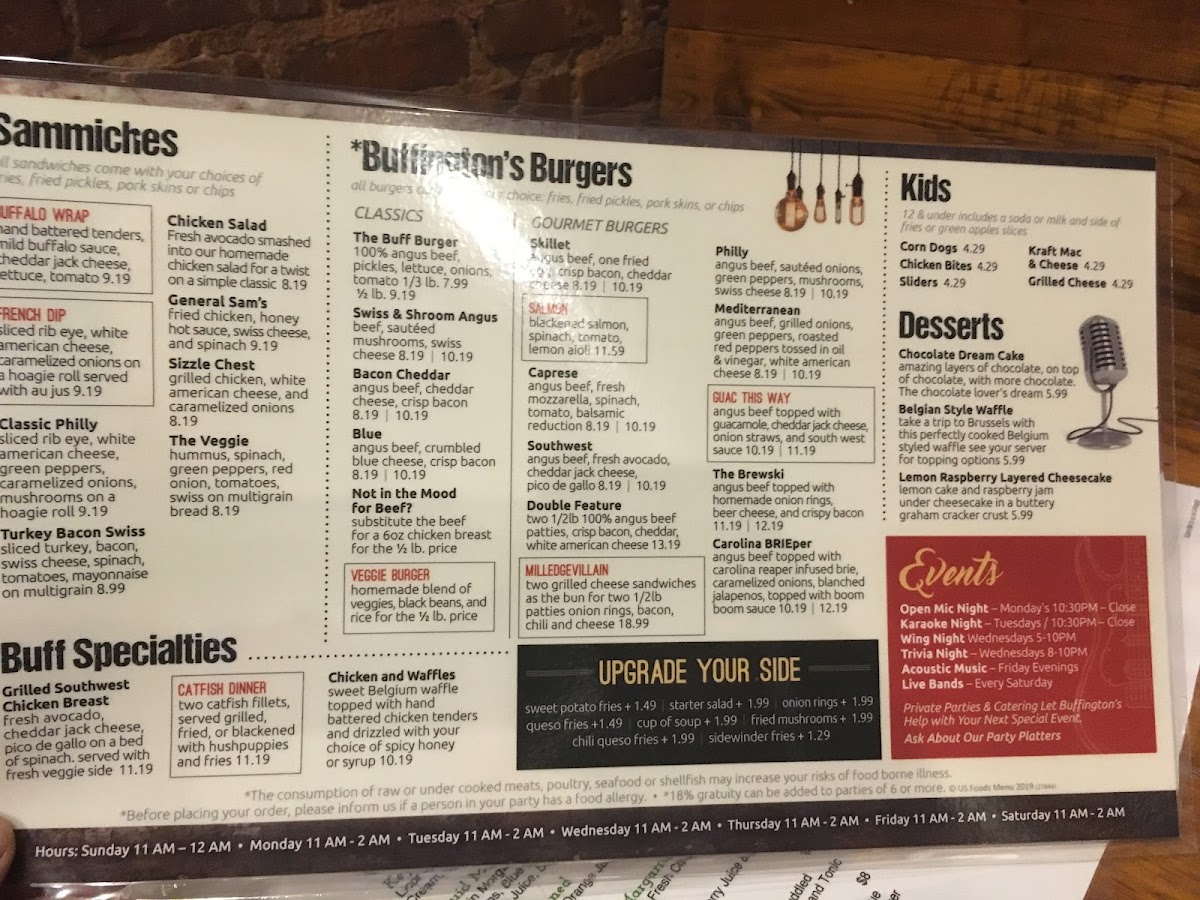 Menu Buffington's-8